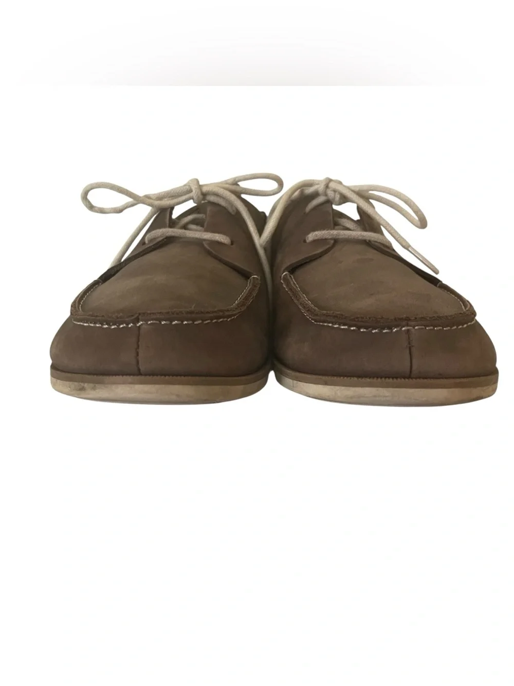 OluKai Holokai Brown Suede Moc Toe Slip-On Loafers with Cream Laces